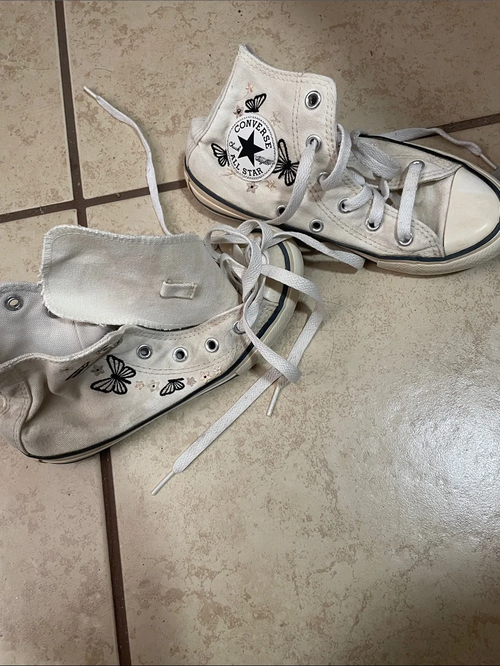 Converse White High Top Sneakers with Black Logo